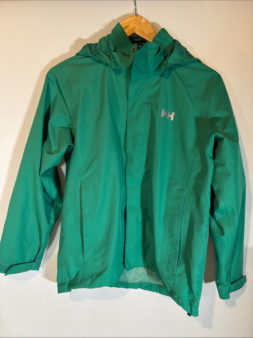 Helly Hansen Green Kids Waterproof Hooded Rain Jacket